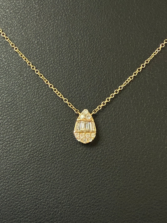 14k gold necklace, Natural diamond pendant.