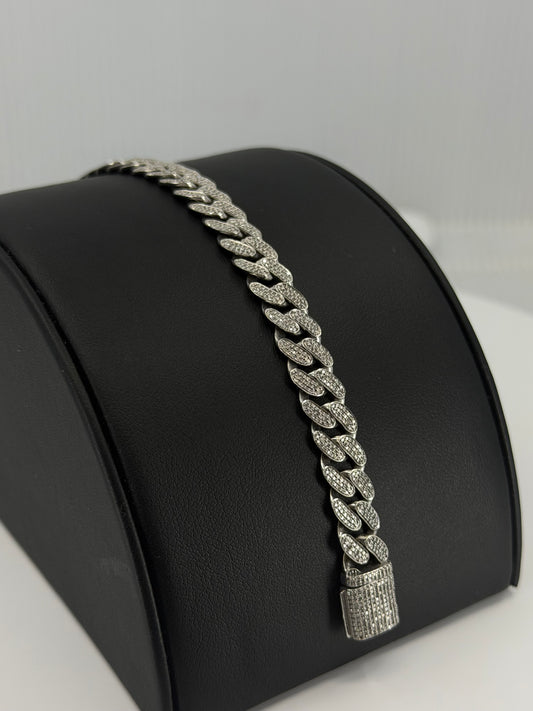 10kt WHITE GOLD DIAMOND CUBAN BRACELET