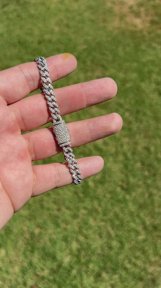 10kt white gold diamond Cuban